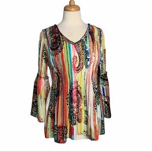 SPENSE Bohemian Bell Sleeve Top - L
